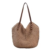Hand-woven Soft Large Straw Shoulder Bag Retro Boho Tote Bags Summer Beach Woven bag Rattan Handbag