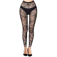 Simply Joshimo Womens Patterned Black Fishnet Net Footless Fashion Tights | No Toes Pantyhose