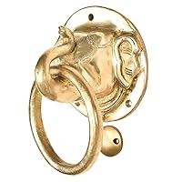 Indian Shelf Elephant Head with Trunk Brass Door Knockers for Front Door - Ring Door Main Door Decoration Items - Gold Home Entrance Decor Items for Wall - 16.25 Cm