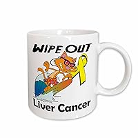 3dRose Wipe Out Liver Cancer Awareness Ribbon Cause Design Ceramic Mug, 11 oz, White