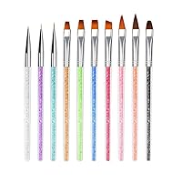 CHCDP 10pcs Hook Line Drawing Paint Brush Nail Art Pens Drill Handle Nail Line Brush Gouache Painting Brush Set Art Supplies A35