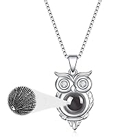 YFN Owl necklace 925 Sterling Silver Owl Pendant I Love You 100 Languages Love Owl Necklace for Women Girlfriend Jewelry Gifts