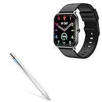 BoxWave Stylus Pen Compatible with SoundPEATS Smart Watch 3 (1.85 in) - AccuPoint Active Stylus, Electronic Stylus with Ultra Fine Tip for SoundPEATS Smart Watch 3 (1.85 in) - Metallic Silver