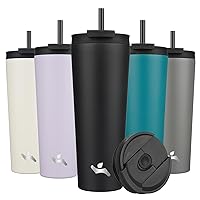 26OZ Insulated Tumbler with Lid and 2 Straws Stainless Steel Water Bottle Vacuum Travel Mug Coffee Cup,Black