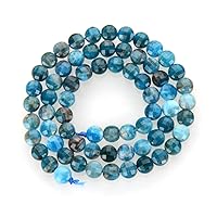 1 Strand Adabele Natural Blue Apatite Healing Gemstone 6mm Flat Coin Faceted Loose Round Stone Beads (65-70pcs) for Jewelry Making GZ13-4