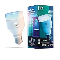 LIFX Color - Clean Edition, 1100 lumens, Wi-Fi Smart LED Light Bulb, Supercolor and Whites, No Bridge Required, Works with Alexa, Hey Google, HomeKit and Siri. HEV Antibacterial Function (1 Pack)