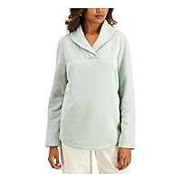 Karen Scott Shawl Collar Fleece Long Sleeve Fleece Top
