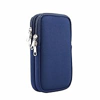 Neoprene Phone Sleeve Zipper Cell Phone Pouch w/Neck Lanyard [Fits 2 Smartphones] for Samsung Note 20 S21+ S20 FE S10 Plus A52 A32,iPhone 12 11 Pro XS Max,Moto E G Stylus G Play, LG V50 ThinQ (Blue)