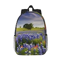 Texas Bluebonnets Scenery Print Backpack for Women Men Lightweight Laptop Bag Casual Daypack Laptop Backpacks 15 Inch