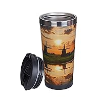 Insulated Coffee Mug with Lid Stainless Steel Tumbler Cup view of the Netherlands Double-Wall Coffee Cup for Travel Coffee Tumbler Cup for Office Travel Mug for Keep Hot/Ice Coffee Tea Beer