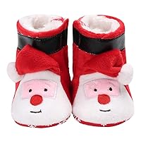 Happyyami Non-slip Toddler Shoes Infants Boots Christmas Baby Crib Shoes Warm Soft Winter Shoes for 0-12 Months(11cm)