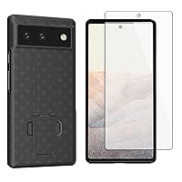 Case Compatible with Google Pixel 6 Phone (Screen Size 6.4 inch only). Protective Slim Case with Built-in Kickstand Includes Screen Protector Black