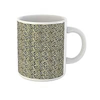 Coffee Mug Abstract Golden Greek Key Pattern Antique Border Culture Geometric 11 Oz Ceramic Tea Cup Mugs Best Gift Or Souvenir For Family Friends Coworkers