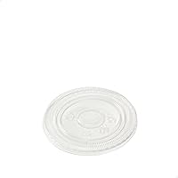 TOSSWARE NATURAL Flat Lid With Straw Slot Set of 50 - Plant Based Lids for Cold Cups - Plastic Alternative Straw Lids - Clear Flat Lids - Fits 10, 12, 16, 20 & 24oz Cups