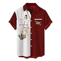 Christmas Shirts for Men Short Sleeve Vintage Bowling Shirt Hawaiian Shirts Sweatshirt for Men