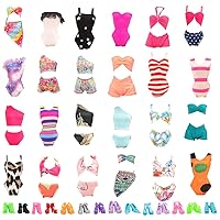 58 Pcs Doll Clothes and Accessories, 5 Wedding Gowns 5 Fashion Dresses 4  Slip Dresses 3 Tops 3 Pants 3 Bikini Swimsuits 20 Shoes for 11.5 inch Doll