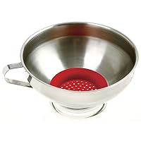 Norpro Stainless Steel Wide Mouth Funnel with Silicone Strainer, 2.25in/5.5cm, As Shown