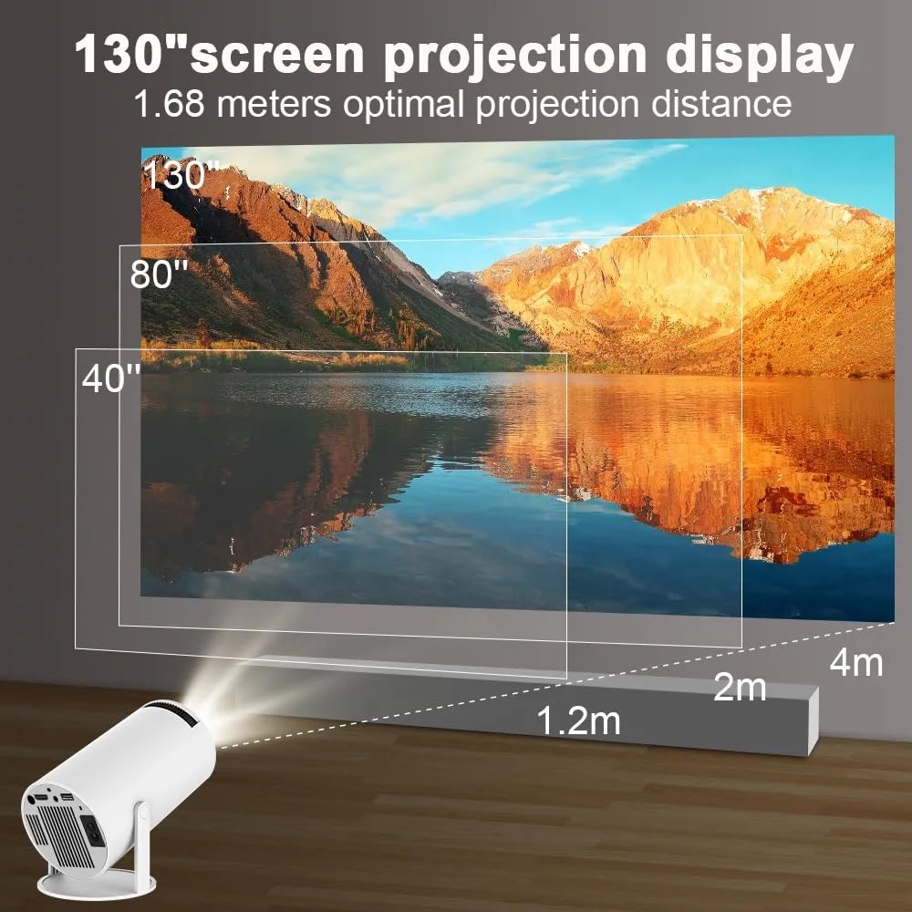4K Mini Projector With WiFi And Bluetooth, 180° Rotation & Auto Keystone,1080p/200ASIN Portable Projector For Phone/PC/Lap/PS5/Stick, Smart Home Cinema Projector HDMI