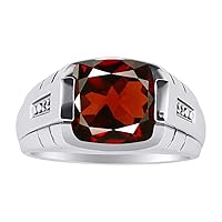 Rylos Gorgeous 12MM Cushion Shape Checker Top Gemstone Color Stone and Genuine Sparkling Diamonds Set in Sterling Silver .925