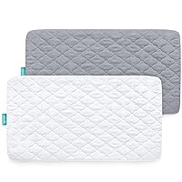 2 Pack Waterproof Crib Mattress Protector Quilted Toddler Mattress Protector Crib Mattress Pad Cover Cradle Bedding Sheets Fitted Soft and Breathable for Boys and Girls