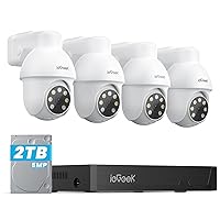ieGeek PoE Security Camera System, 5MP Outdoor/Indoor PoE Cameras with 8CH NVR for Home Surveillance System, Wired PTZ Cam Kit w/Motion Sensor, 2-Way Audio, Color Night Vision,AI Detection,24/7 Record