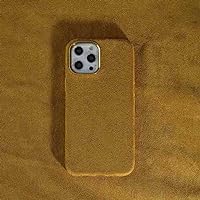 Luxury Velvet Suede Phone Case for iPhone 13 12 Pro Max Mini 11 Pro Max Metal Camera Lens Frame Microfiber Lining Soft Cover,Yellow,for iPhone 11Pro Max