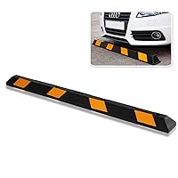 Zone Tech Large Heavy Duty Rubber Parking Curb – 72” Premium Quality Car Garage Wheel Stopper Professional Grade Parking w/Yellow Reflective Tape for Car, Truck, Trailer and RV (1-Pack)