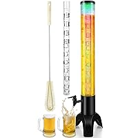Mimosa Tower, 100oz/3L Drink Tower Dispenser with Ice Tube and LED Light, Tabletop Beer Dispenser (1pc)