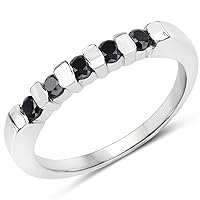 0.50 Carat Genuine Black Diamond .925 Sterling Silver Ring