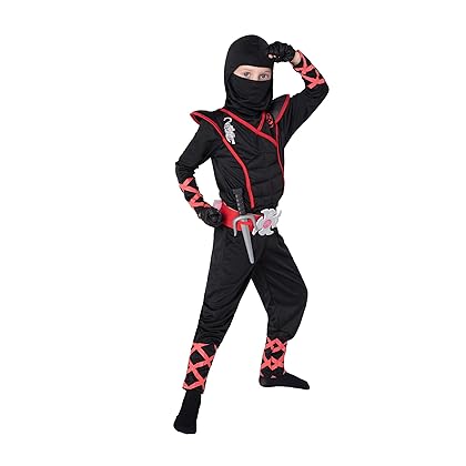 Spooktacular Creations Ninja Costume for Kids, Black Ninja Costume, Deluxe Ninja Costume for Boys Halloween Ninja Costume Dress Up (Black, Medium(8-10 yrs))