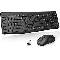 Wireless Keyboard and Mouse Combo 2.4 GHz USB Lag-Free Quiet Full-Size Mouse Keyboard Set with Responsive Round Key, Phone Holder, 12 Multimedia Shortcut for Computer Laptop PC by - Wine Red