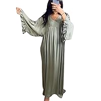 Maxi Dress for Women,Abaya,100% Polyester Long Sleeve Dress,Comfortable and Loose