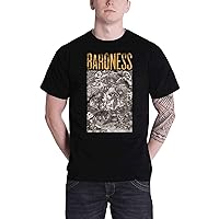 Baroness T Shirt Gold and Grey Band Logo Official Mens Size