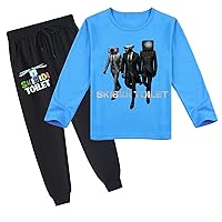 Unisex Kids Cotton T-Shirts and Long Pants Set,Autumn Round Neck Sweatshirts Suit for Boys Girls(2-14Y)