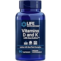 Life Extension Vitamins D and K with Sea-Iodine, 90 Capsules