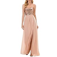 Strapless Sweetheart Rose Gold Bridesmaid Dresses Full Length Prom Gown Style E,Size 20W