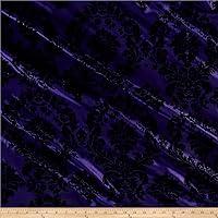 Flocked Damask Taffetta Purple/Black, Fabric by the Yard