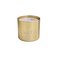 1136094A 12.3 Oz Gold Aluminum Jar Filled Candle -Cest La Via