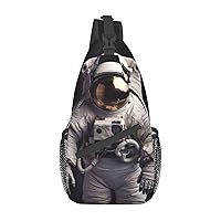 Astronaut Print Cross Chest Bag Crossbody Backpack Sling Shoulder Bag Travel Hiking Daypack Cycling Bag