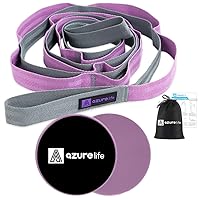 Exercise Slider and Premium Durable Cotton Stretch Strap with Loops