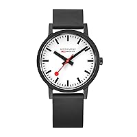 Mondaine - Essence - Mens Watch 41mm - Official Swiss Railways Wrist Watch Black Renewable Material Strap - 30m Water Resistant Sustainable - Different Variations - Watches for Men