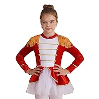 ACSUSS Ringmaster Tutu Dress for Girls Long Sleeve Tassel Leotard Dress Ballerina Christmas Costume