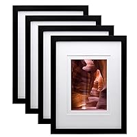 Egofine 9x12 Picture Frames Black with Plexiglass, Wood Frames for Pictures 5x7/6x8 with Mat or 9x12 without Mat, Tabletop and Wall Mounting Display, Set of 4