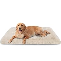 Dog Crate Pad Ultra Soft Dog Bed Mat Washable Pet Kennel Bed with Non-Slip Bottom Fluffy Plush Sleeping Mat for Large Medium Small Dogs, 41 x 27 Inch, Camel