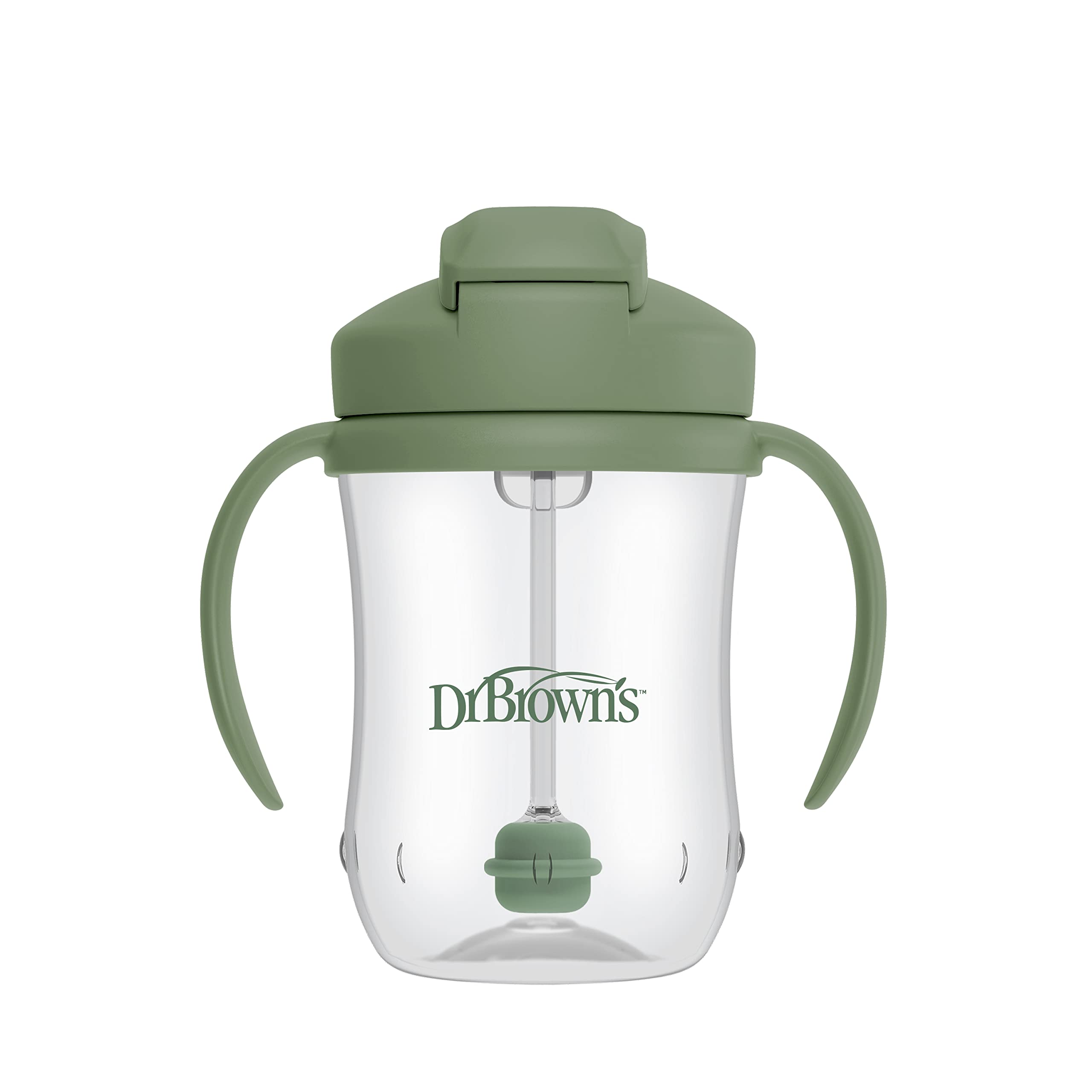 Dr. Brown's Milestones Baby's First Straw Cup Sippy Cup with Straw 6m+, 9oz/270ml, Olive Green