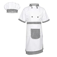 iiniim Unisex Kids Chef Cosplay Outfits Short Sleeves Jacket with Apron and Hat Set for Birthday Fancy Dress Up Costume