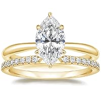 Marquise Cut Moissanite Solitaire Engagement Ring, 3.00 CT, 10K Yellow Gold