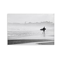 Posters Black and White Surfer Ocean Art Poster Coastal Summer Beach Sports Art Poster (5) Canvas Art Posters Painting Pictures Wall Art Prints Wall Decor for Bedroom Home Office Decor Party Gifts 0