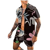 Men's Hawaiian Shirts Casual Button-Down Short Sleeve Printed Shorts Summer Beach Tropical Hawaii Shirt Suits