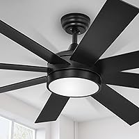 YITAHOME Black 60 Inch Ceiling Fan with Light and Remote, DC Fanlight for Indoor Outdoor, Modern Light Fan with Reversible 6 Speeds, 3 Color Temperatures, Memory Function, Quiet Motor